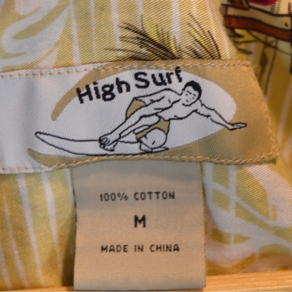 Men’s High Surf Island Print‎ Button Down Cool Cotton Short Sleeve Shirt, Medium - Picture 3 of 7